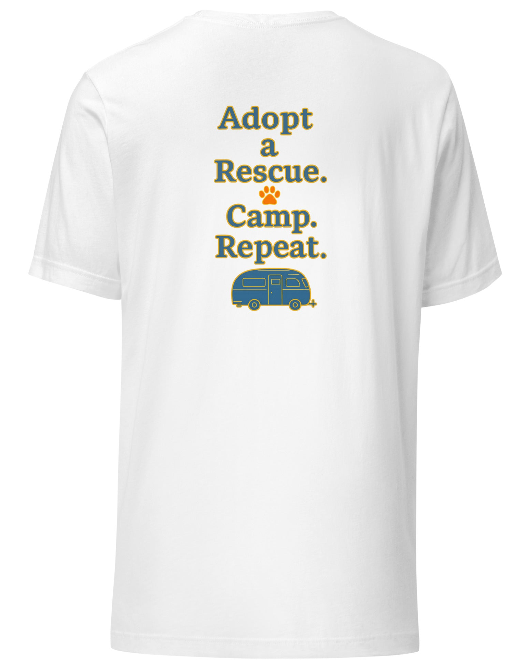 Roam2Rescue All Products collection banner featuring the Adopt. Camp. Repeat. design